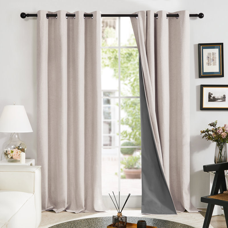 Ipswich Blackout Thermal Grommet Curtain Panels, 52" W x 84" L, Flaxen