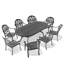 Ensemble de mobilier de jardin 9 pièces en aluminium moulé, structure noire, coussins bruns, design élégant, dossier et siège confortables, empilable pour un rangement facile, coussins résistants aux UV