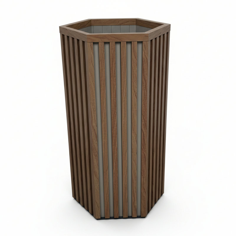 Hexagon Column Planter, 30.25" H x 16.5" W x 14.38" D