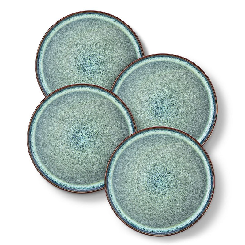 vancasso 4 Piece Green Ceramic Dinner Plates Set,Kiln-Fired Plates, Green