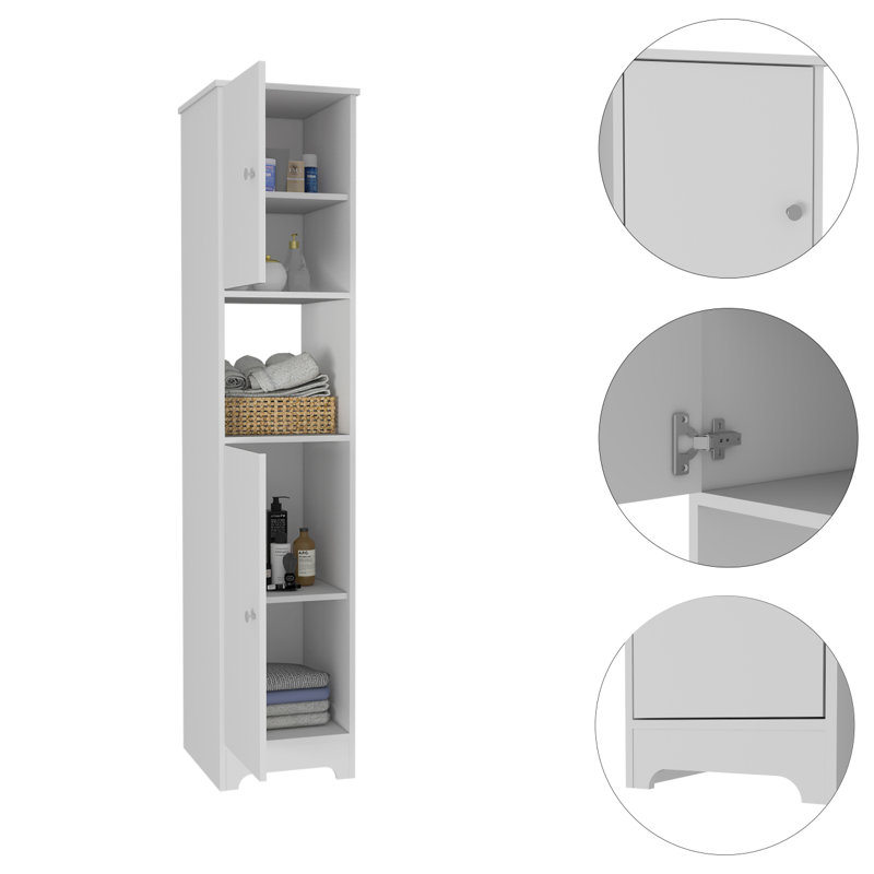 Armoire à linge Albany, quatre tablettes intérieures, Blanc