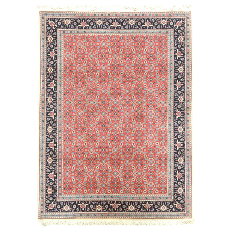 Tapis rouge et bleu marine noué à la main de haute qualité