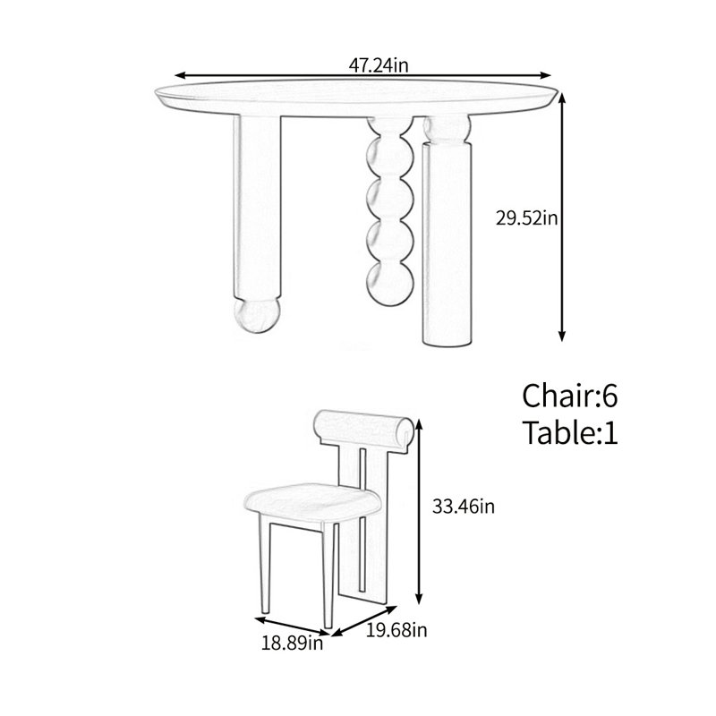 Select a high-end solid wood table set, 29.52"H x 47.24"L x 47.24"W