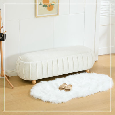 Banc de rangement capitonné à couvercle rabattable avec pattes en bois