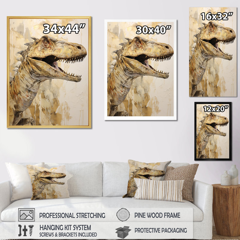 Dinosaure T Rex Supreme II, H 20 po x l 12 po x P 1 po, Cadre flottant doré