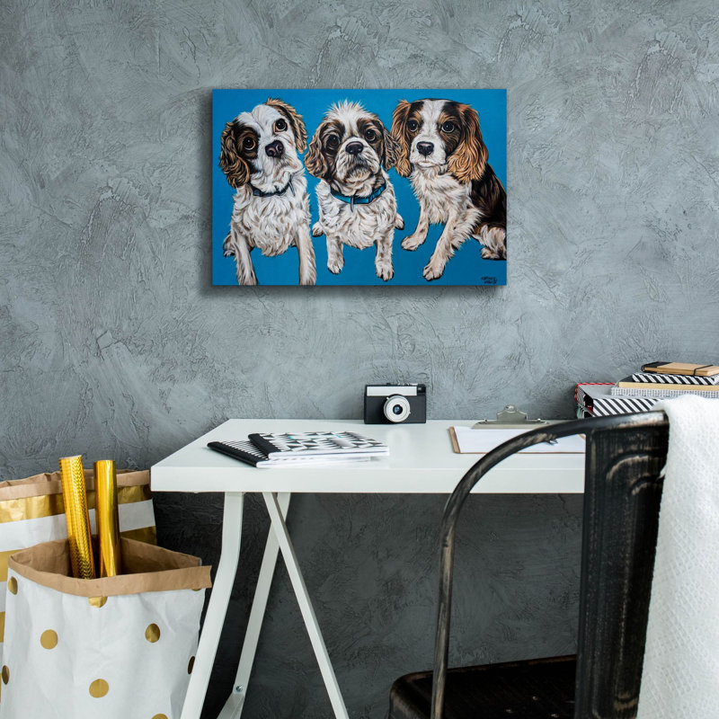 «King Charles Family» par Carolee Vitaletti, H 12 po x l 18 po x P 0,75 po