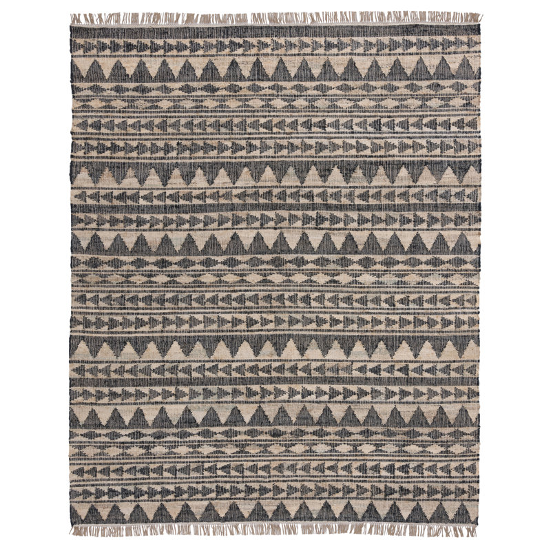 Camille Geometric Area Rug in Black/Beige, Rectangle 5' x 8'
