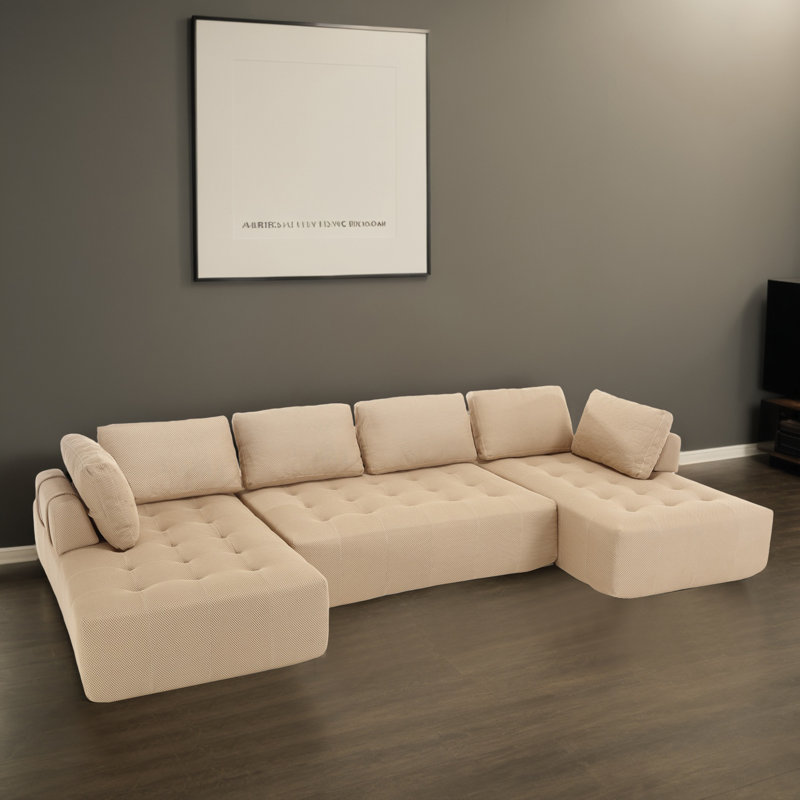 Canapé modulaire rembourré 3 pièces pour le salon, Mélange de polyester kaki