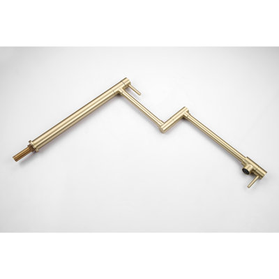 Pot Filler Faucet With Extension - 360 Swivel And Foldable, Brushed Gold, Brass, Double Handles For Seamless Water Release, Corrosion Surface Treatment Rotatable Foldable Design, Efficient