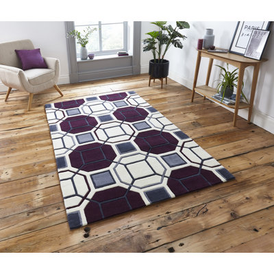 Evianna area rug Hand Tufted Rectangle Ivory/Purple