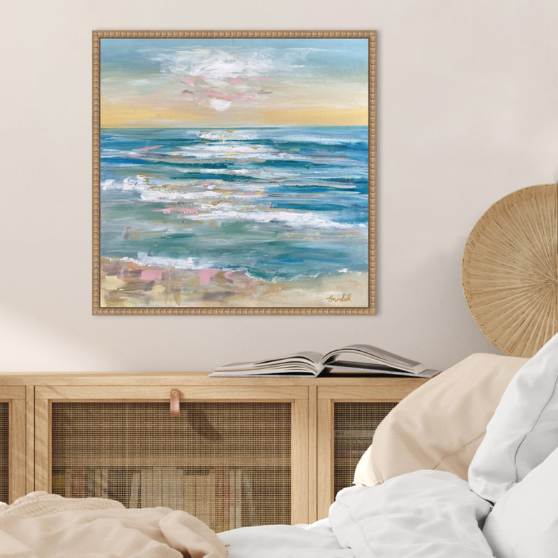 Sunny Seascape I by Avan Framed Canvas Wall Art Print, H 22 po x l 22 po
