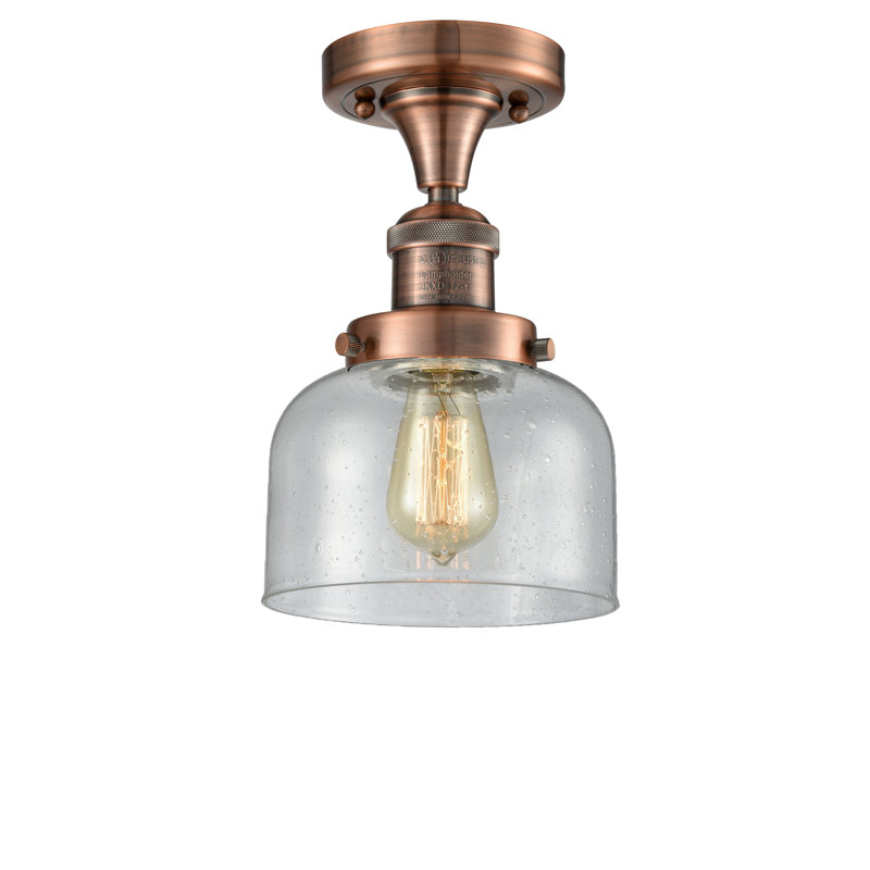 Plafonnier semi-encastré simple en forme de dôme à 1 lumière de 8 po Adette, Cuivre antique