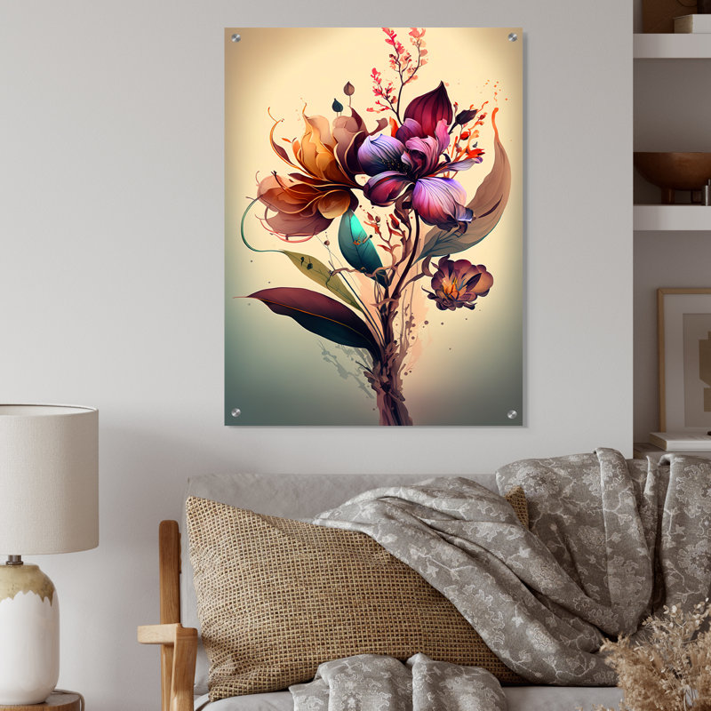 Orchid Floral Design I - Orchid Acrylic Wall Art Decor, 20" H x 12" W