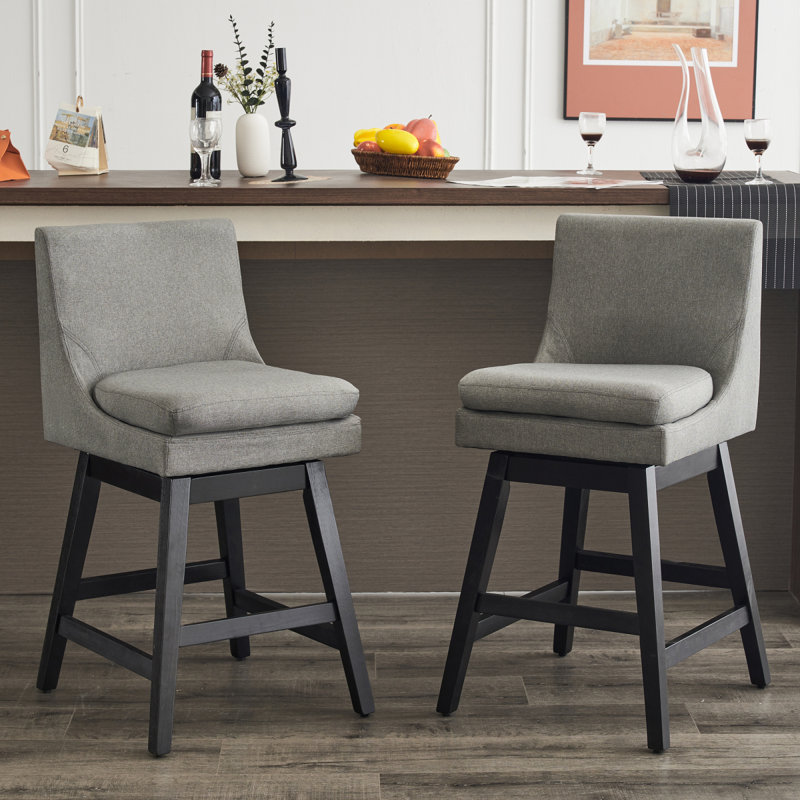Karidee Swivel Upholstered Counter Stool, Gray