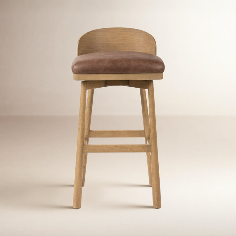 Ackerson Swivel Stool-Altair Sienna-Counter, Bar Stool (30.91" Seat Height), Palermo Cigar Genuine Leather, Blonde Oak