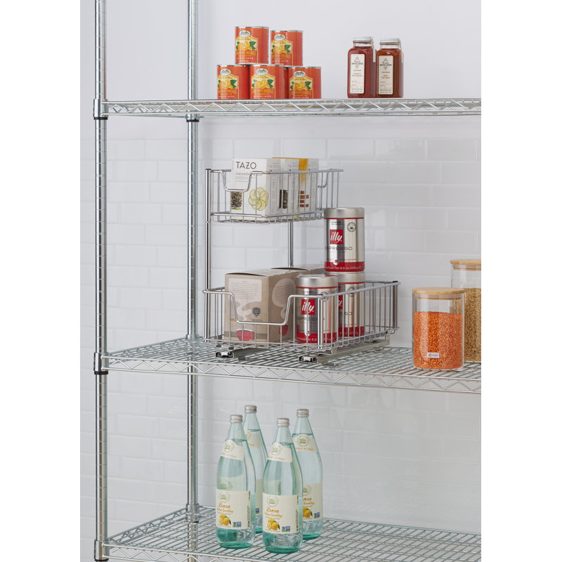 TRINITY 2-Tier Chrome Steel Wire Sliding Undersink Organizer