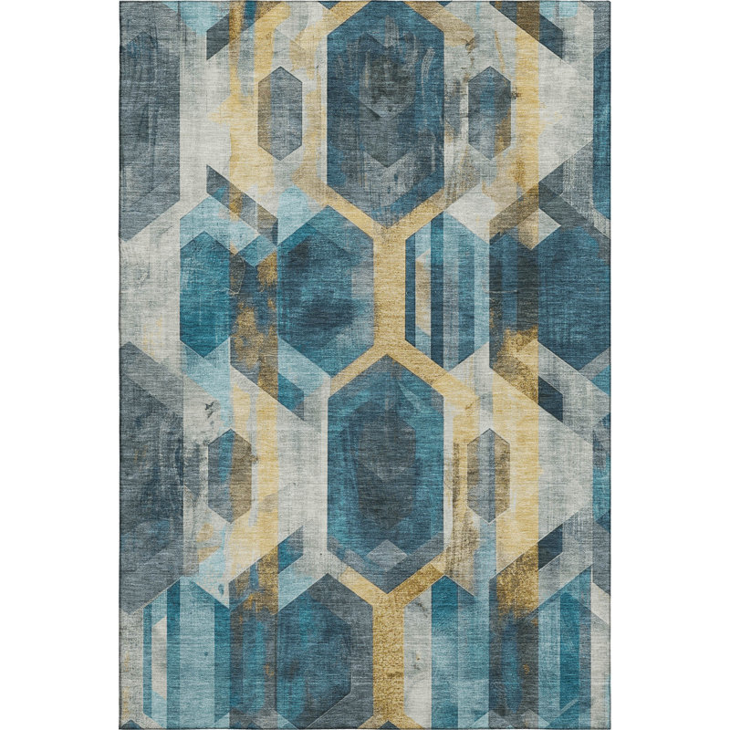 Premium Machine Washable Varroville AMF1722 Geometric Rug, Rectangle 5' x 7'6"
