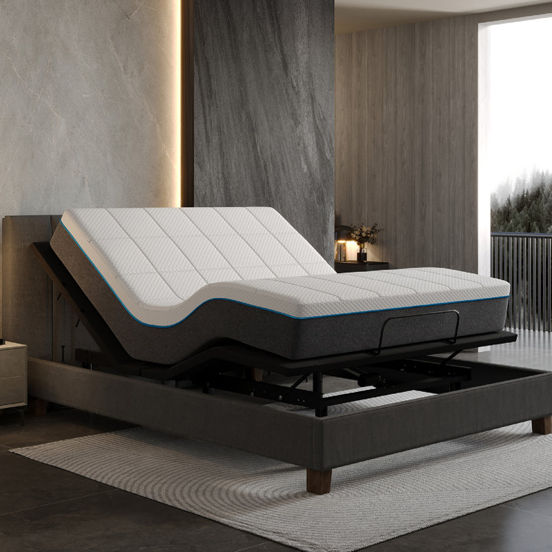 Structure de lit ajustable Zero Gravity avec massage, USB, éclairage sous le lit, Lit double