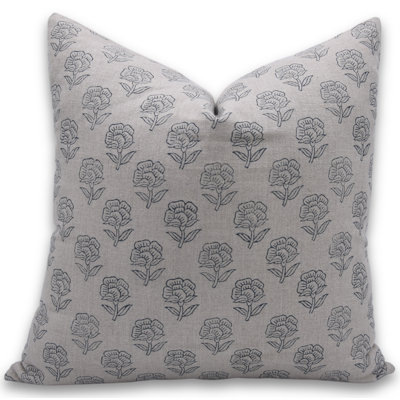 Coussin décoratif en lin naturel à motif de blocs Fabho Fabividine - 14 x 36