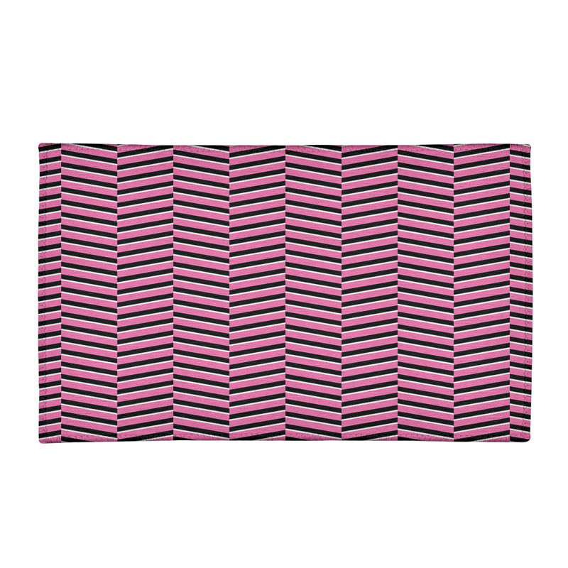 Tapis noir/rose à rayures détachées, Rectangle 5 pi x 7 pi