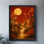 Reproduction d'art encadré noir, paysage chinois rétro, art mural-1900477856