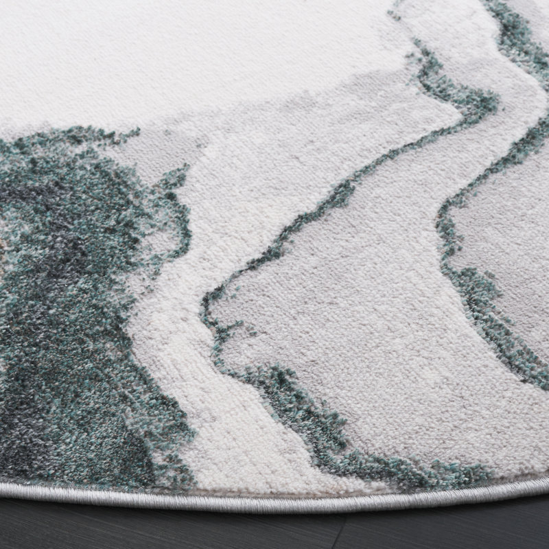 Joonyoung 100 Performance Abstract Rug, Round 6'7"
