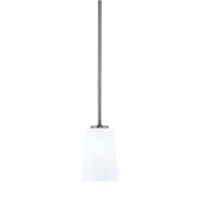 Nicomedes Stem Hung Mini Pendant Shown In Graphite Finish With 5" W x 9.75" H Amber Gradient Glass