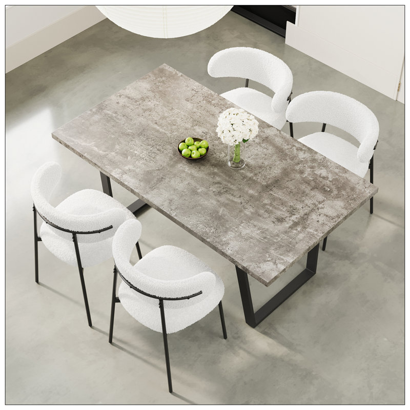 Ensemble de table de salle à manger 62,9 pouces rectangulaire en MDF et chaise 6 pièces, table de salle à manger élégante, table de salle à manger de cuisine, robuste et durable, facile à assembler, convient pour un repas avec 4 à 6 personnes