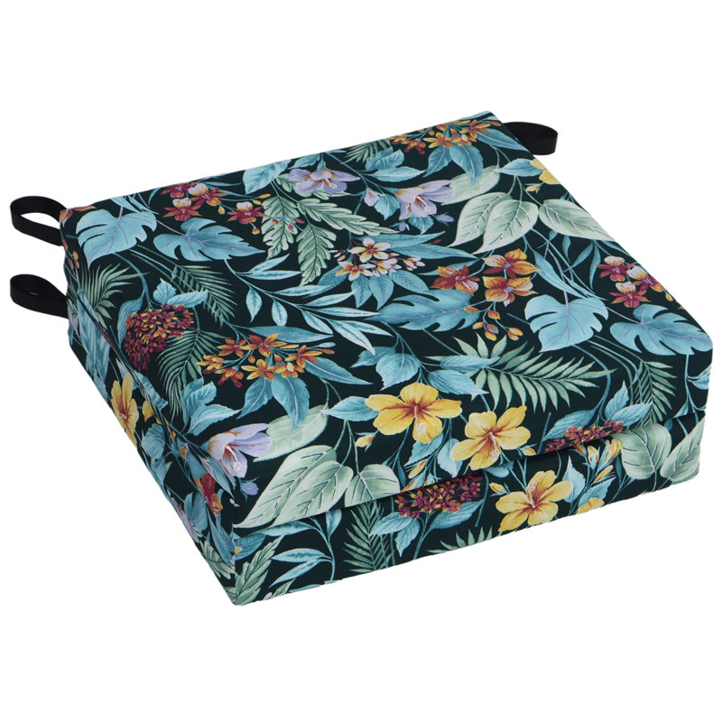 Indoor/Outdoor Adirondack Chair Cushion, 3" H x 20" W x 19" D, Blue/Green Floral