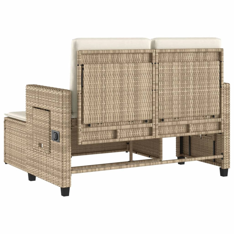 Banc de patio inclinable avec coussins Vidaxl, Crème / blanc / beige