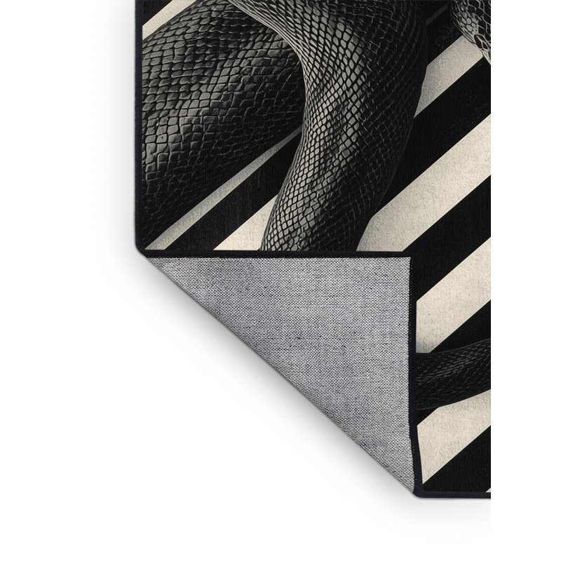Tapis à rayures moderne gris et noir lavable à la machine Ozgur Anaconda, 2 x 5
