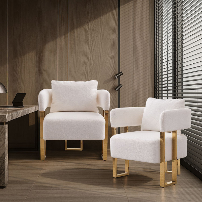 Ensemble de 2 fauteuils d'appoint rembourrés Teddy, White Teddy