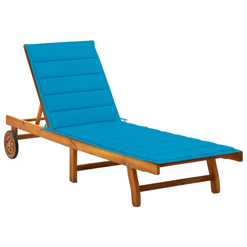 Chaise longue d'extérieur en bois naturel et polyester
