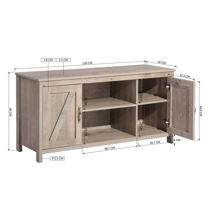 Abou Unfinished TV Stand for TVs up to 43", Light Oak