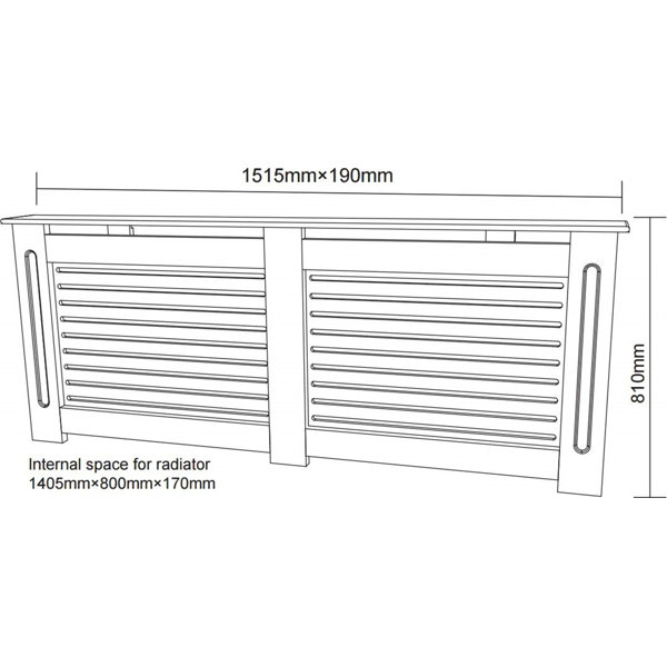 ELEP Radiator Cover White Painted Traditional Cross Slat Shelves MDF ...