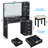 Vanity Desk With Mirror And Lights Set, 43.5'' Fluted Makeup Vanity With 6 Drawers And Adjustable Shelves,wood Make Up Vanity Dressing Table With Glass Top And Power Outlet For Bedroom-1506464787