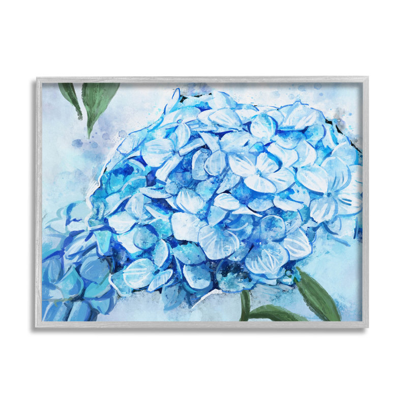 «Blue Hydrangea Blossom Leaves», art giclée par Ziwei Li, H 16 po x l 20 po x P 1,5 po, Toile tendue
