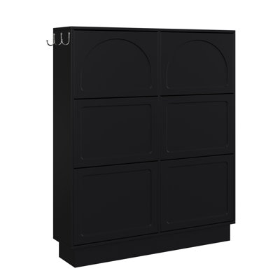 24 Pair Shoe Storage Cabinet With 6 Flip Drawers