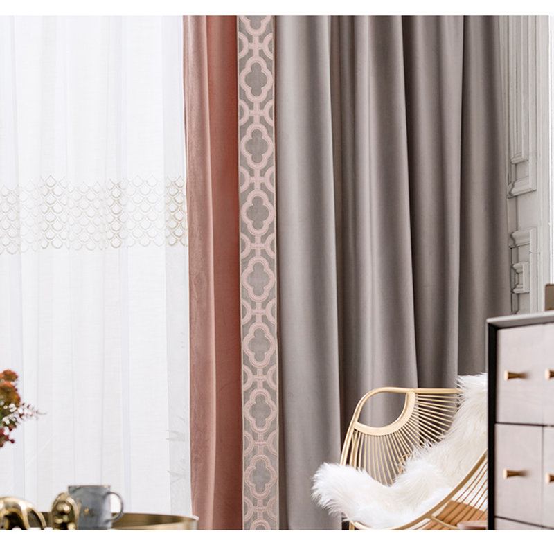 Paire de rideaux occultant et isolant avec velours Liliana, L 45 po x L 108 po, Rose