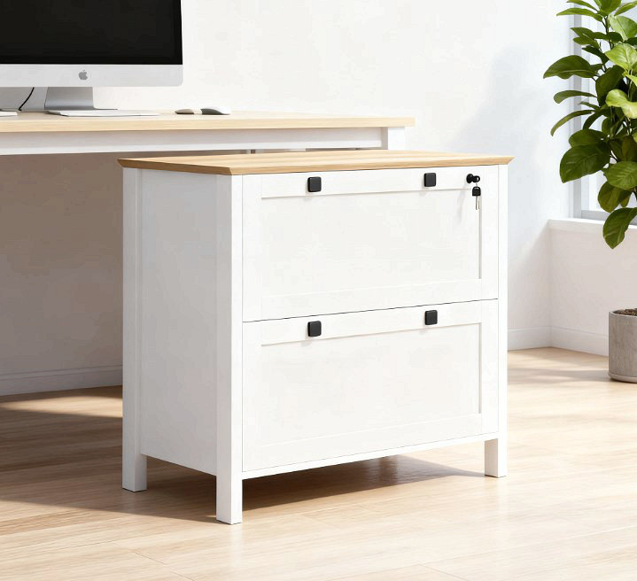 Lateral File Cabinet,Filing Cabinet With Adjustable Hanging Bar,For Home And Office, White/Oak