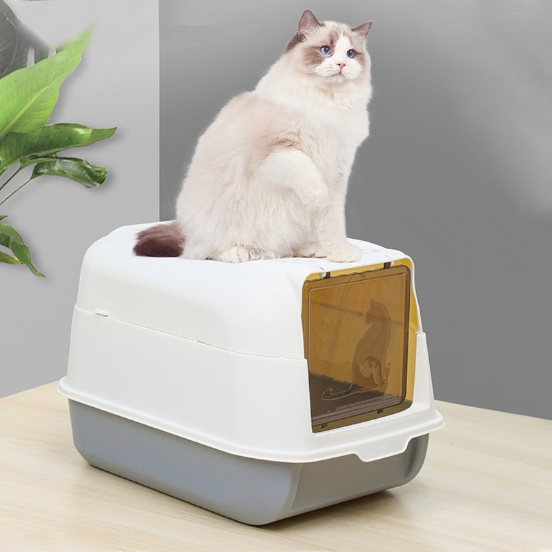 Polyethylene Plastic Enclosed Litter Box with Scoop