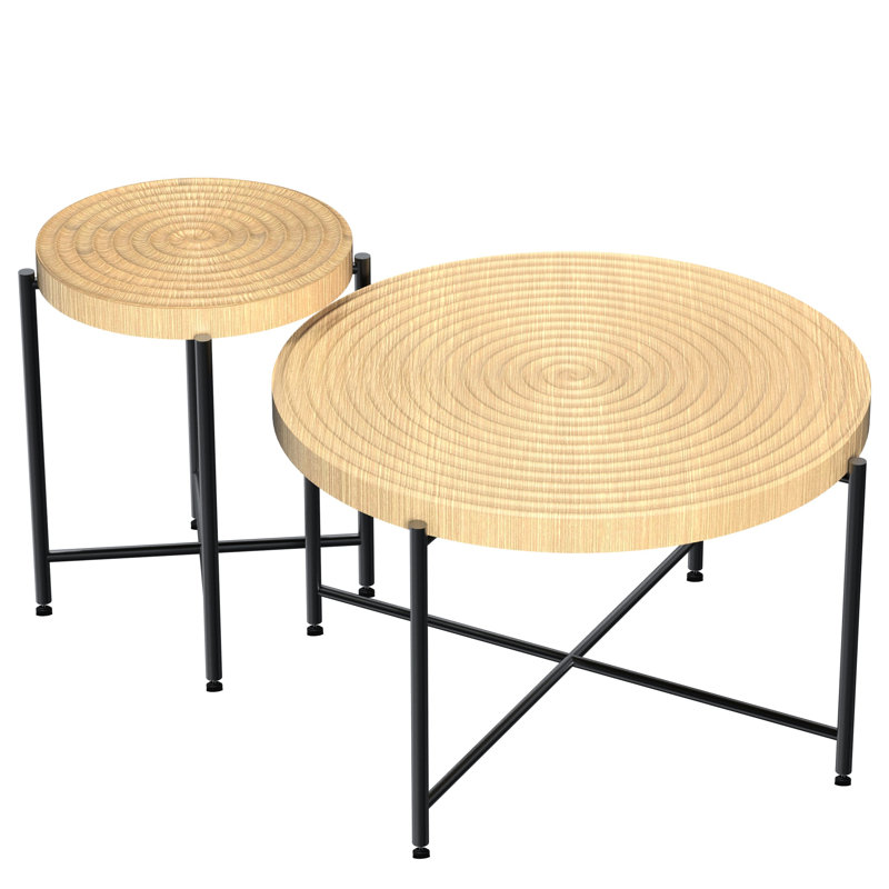 2 Table - Waterproof And Cover. Distressed Cylindrical Style. Black Metal Legs. Appropriate Dimensions For Home Decor. Diverse Color Choices. Stylish. Rustic Vibe Living Rooms Coffee End  2  With .