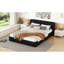 Grand lit plateforme tapissier, noir