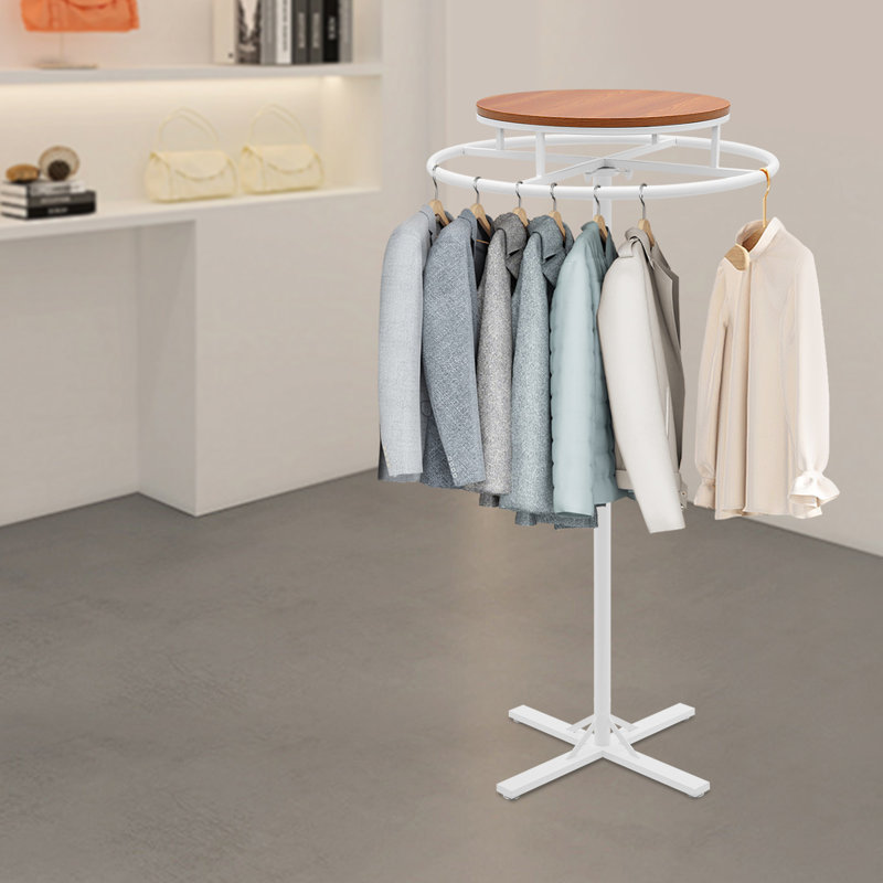 Support à vêtements rond rotatif 51,8 po, Blanc / Blanc