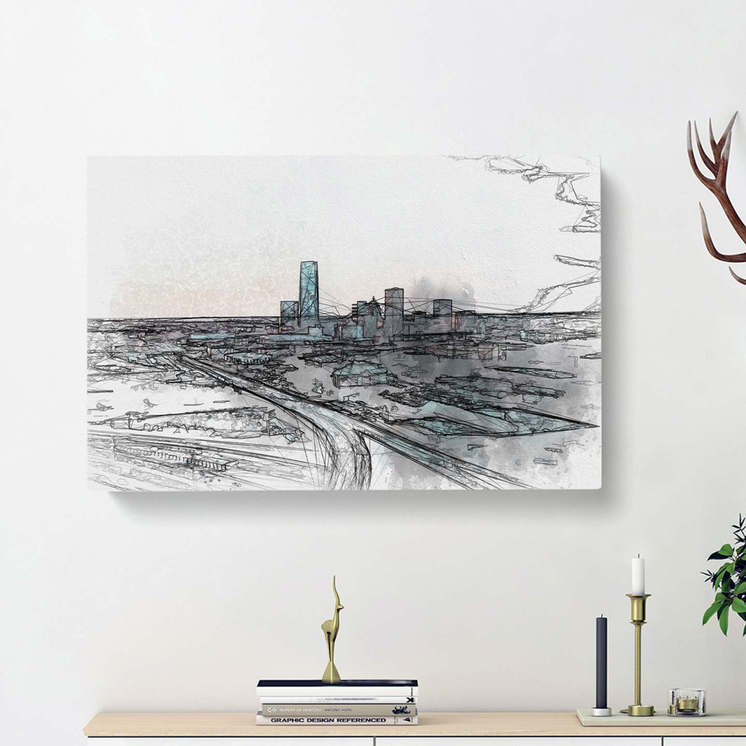 Oklahoma City Skyline In Abstract - Wrapped Canvas