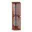 Garde-manger, armoire de coin avec lumières, tablettes réglables en verre trempé, dossier en miroir, armoire de présentation, noyer clair (ampoule E26 non incluse)