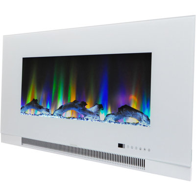 Cambridge Wall Mount Electric Fireplace Heater with Remote Control for Indoor Use in Living Room, Bedroom, Home Office