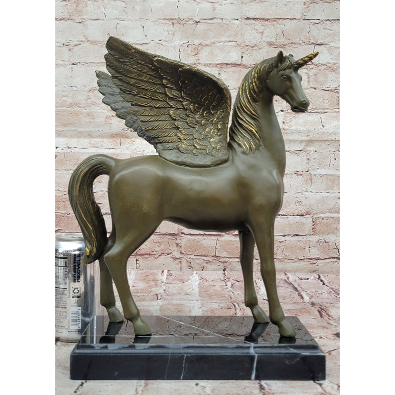 Statue bronze de licorne de Pégase en bronze - sculpture de cheval ailé mythique