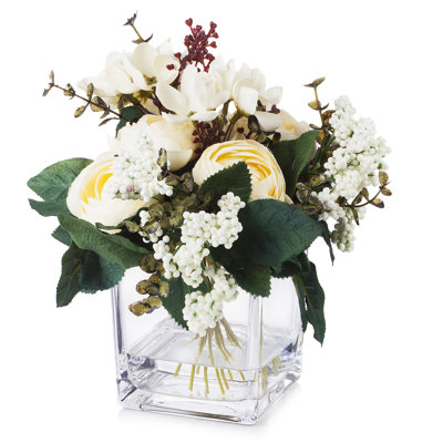 Silk Ranunculus Arrangement in Vase