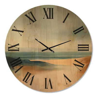Horloge murale grand format « Rivage de dunes balayé par les vents » (I), imprimée sur bois.